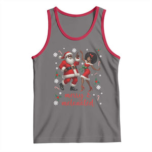 African American Christmas Tank Top Funny Dancing Black Santa And Mrs Claus Merry And Melanated TS12 Deep Heather Red Print Your Wear