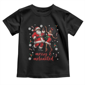 African American Christmas Toddler T Shirt Funny Dancing Black Santa And Mrs Claus Merry And Melanated TS12 Black Print Your Wear