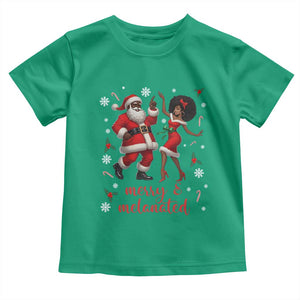 African American Christmas Toddler T Shirt Funny Dancing Black Santa And Mrs Claus Merry And Melanated TS12 Irish Green Print Your Wear