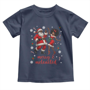 African American Christmas Toddler T Shirt Funny Dancing Black Santa And Mrs Claus Merry And Melanated TS12 Navy Print Your Wear