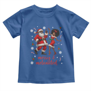 African American Christmas Toddler T Shirt Funny Dancing Black Santa And Mrs Claus Merry And Melanated TS12 Royal Blue Print Your Wear
