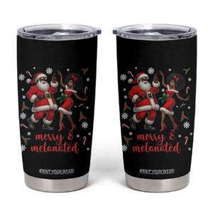 African American Christmas Tumbler Cup Funny Dancing Black Santa And Mrs Claus Merry And Melanated TS12 Black Print Your Wear