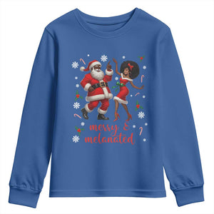 African American Christmas Youth Sweatshirt Funny Dancing Black Santa And Mrs Claus Merry And Melanated TS12 Royal Blue Print Your Wear