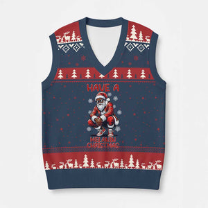 Have A Melanin Xmas V-Neck Knit Sweater Vest Black Pride Xmas Gift TS12 Navy Red Print Your Wear