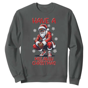 Have A Melanin Christmas Sweatshirt Black Pride Xmas Gift TS12 Dark Heather Print Your Wear