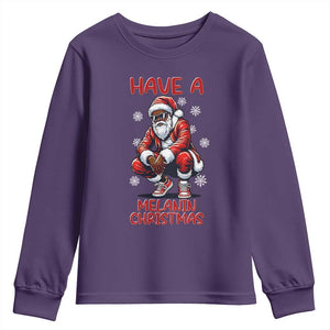 Have A Melanin Christmas Youth Sweatshirt Black Pride Xmas Gift TS12 Purple Print Your Wear
