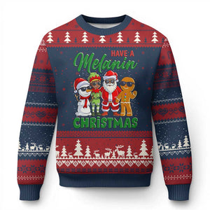 Have A Melanin Xmas Ugly Christmas Sweater Black Family African American Xmas Gift TS12 Navy Red Print Your Wear