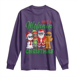 Have A Melanin Christmas Long Sleeve Shirt Black Family African American Xmas Gift TS12 Purple Print Your Wear