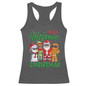 Have A Melanin Christmas Racerback Tank Top Black Family African American Xmas Gift TS12 Dark Heather Print Your Wear