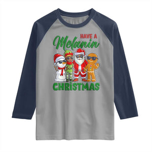 Have A Melanin Christmas Raglan Shirt Black Family African American Xmas Gift TS12 Sport Gray Navy Print Your Wear
