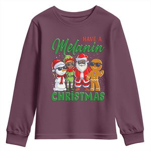 Have A Melanin Christmas Youth Sweatshirt Black Family African American Xmas Gift TS12 Maroon Print Your Wear