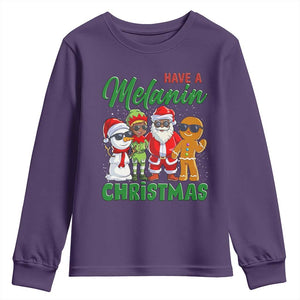 Have A Melanin Christmas Youth Sweatshirt Black Family African American Xmas Gift TS12 Purple Print Your Wear