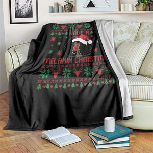 Have A Melanin Christmas Throw Blanket Cute Black Santa Girl Ugly Xmas TS12 Print Your Wear
