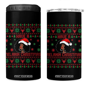 Have A Melanin Christmas 4 in 1 Can Cooler Tumbler Cute Black Santa Girl Ugly Xmas TS12 One Size: 16 oz Black Print Your Wear