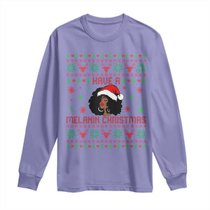 Have A Melanin Christmas Long Sleeve Shirt Cute Black Santa Girl Ugly Xmas TS12 Violet Print Your Wear