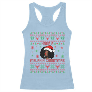 Have A Melanin Christmas Racerback Tank Top Cute Black Santa Girl Ugly Xmas TS12 Light Blue Print Your Wear