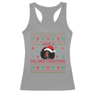 Have A Melanin Christmas Racerback Tank Top Cute Black Santa Girl Ugly Xmas TS12 Sport Gray Print Your Wear