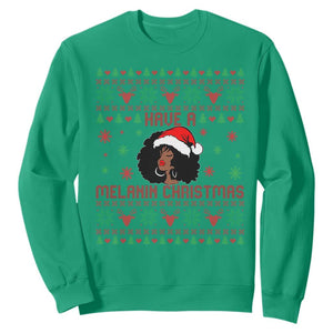 Have A Melanin Christmas Sweatshirt Cute Black Santa Girl Ugly Xmas TS12 Irish Green Print Your Wear