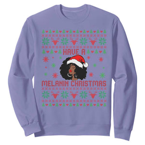 Have A Melanin Christmas Sweatshirt Cute Black Santa Girl Ugly Xmas TS12 Violet Print Your Wear
