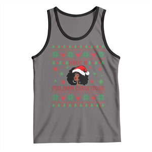 Have A Melanin Christmas Tank Top Cute Black Santa Girl Ugly Xmas TS12 Deep Heather Black Print Your Wear