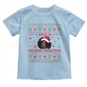 Have A Melanin Christmas Toddler T Shirt Cute Black Santa Girl Ugly Xmas TS12 Light Blue Print Your Wear