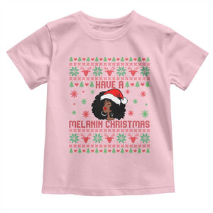 Have A Melanin Christmas Toddler T Shirt Cute Black Santa Girl Ugly Xmas TS12 Light Pink Print Your Wear