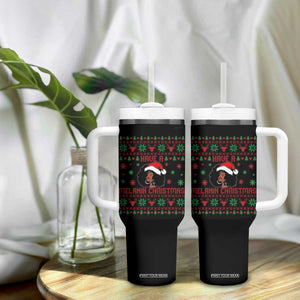Have A Melanin Christmas Tumbler With Handle Cute Black Santa Girl Ugly Xmas TS12 Print Your Wear