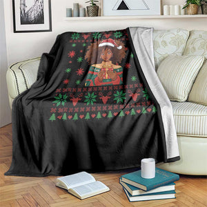 Black Queen Christmas Throw Blanket African American Girl Black Pride TS12 Print Your Wear