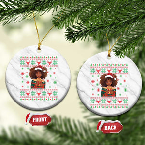 Black Queen Christmas Ceramic Ornament African American Girl Black Pride TS12 1pc White Marble Print Your Wear