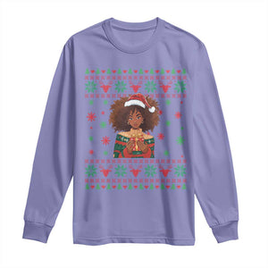 Black Queen Christmas Long Sleeve Shirt African American Girl Black Pride TS12 Violet Print Your Wear