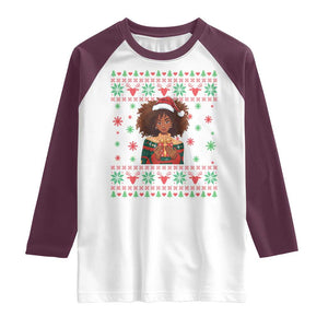 Black Queen Christmas Raglan Shirt African American Girl Black Pride TS12 White Maroon Print Your Wear
