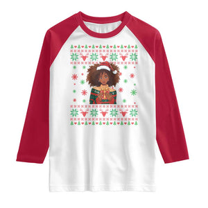 Black Queen Christmas Raglan Shirt African American Girl Black Pride TS12 White Red Print Your Wear