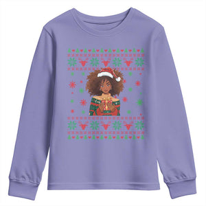 Black Queen Christmas Youth Sweatshirt African American Girl Black Pride TS12 Violet Print Your Wear