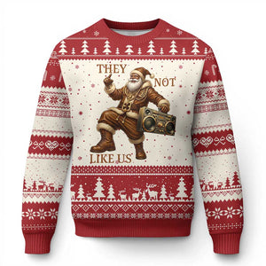 They Not Like Us Ugly Christmas Sweater Funny Xmas Black Santa Claus TS12 Beige Red Print Your Wear