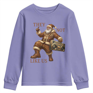 They Not Like Us Youth Sweatshirt Funny Christmas Black Santa Claus TS12 Violet Print Your Wear