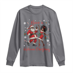 Have A Melanin Christmas Long Sleeve Shirt Funny Dancing Santa And Mrs Claus Culture Gift TS12 Charcoal Print Your Wear