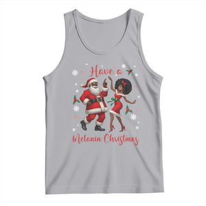 Have A Melanin Christmas Tank Top Funny Dancing Santa And Mrs Claus Culture Gift TS12 Athletic Heather Print Your Wear