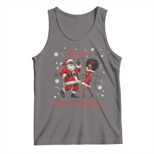 Have A Melanin Christmas Tank Top Funny Dancing Santa And Mrs Claus Culture Gift TS12 Deep Heather Print Your Wear