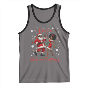 Have A Melanin Christmas Tank Top Funny Dancing Santa And Mrs Claus Culture Gift TS12 Deep Heather Black Print Your Wear