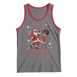 Have A Melanin Christmas Tank Top Funny Dancing Santa And Mrs Claus Culture Gift TS12 Deep Heather Red Print Your Wear