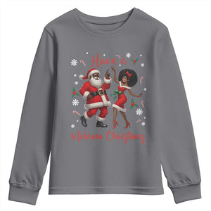 Have A Melanin Christmas Youth Sweatshirt Funny Dancing Santa And Mrs Claus Culture Gift TS12 Charcoal Print Your Wear