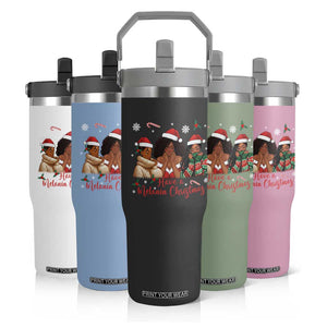 Have A Melanin Christmas Flip Straw Tumbler Black Girl Xmas Gift TS12 Print Your Wear