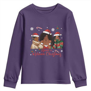 Have A Melanin Christmas Youth Sweatshirt Black Girl Xmas Gift TS12 Purple Print Your Wear
