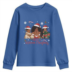 Have A Melanin Christmas Youth Sweatshirt Black Girl Xmas Gift TS12 Royal Blue Print Your Wear
