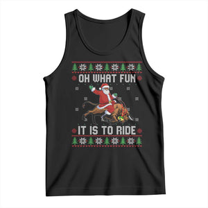 Oh What Fun It Is To Ride Tank Top Black Santa Bull Rider Ugly Christmas Gift TS12 Black Print Your Wear
