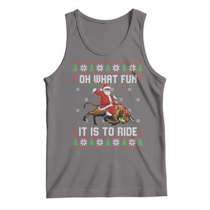 Oh What Fun It Is To Ride Tank Top Black Santa Bull Rider Ugly Christmas Gift TS12 Deep Heather Print Your Wear