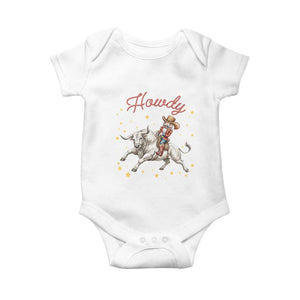 Funny Nutcracker Bull Riding Baby Onesie Howdy Western Christmas Holiday Gift TS12 White Print Your Wear