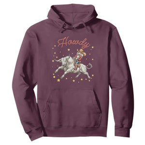 Funny Nutcracker Bull Riding Hoodie Howdy Western Christmas Holiday Gift TS12 Maroon Print Your Wear