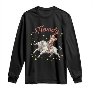 Funny Nutcracker Bull Riding Long Sleeve Shirt Howdy Western Christmas Holiday Gift TS12 Black Print Your Wear