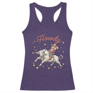 Funny Nutcracker Bull Riding Racerback Tank Top Howdy Western Christmas Holiday Gift TS12 Purple Print Your Wear